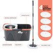 Spin Mop and Twin Bucket Set Tile Wood Floor Cleaner 4 Microfibre Heads Magic Dry Twist Separate Stackable Cleaning System