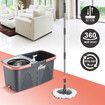 Spin Mop and Twin Bucket Set Tile Wood Floor Cleaner 4 Microfibre Heads Magic Dry Twist Separate Stackable Cleaning System