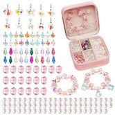 Jewelry Making Kit for Girls Jewelry Making Supplies Beads Charms Bracelets for DIY Craft Gifts Crystal Gifts for Girls,Girls Gifts Age 8-10 Col.Pink