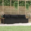 4 Piece Garden Lounge Set with Cushions Black Poly Rattan