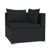 4 Piece Garden Lounge Set with Cushions Black Poly Rattan