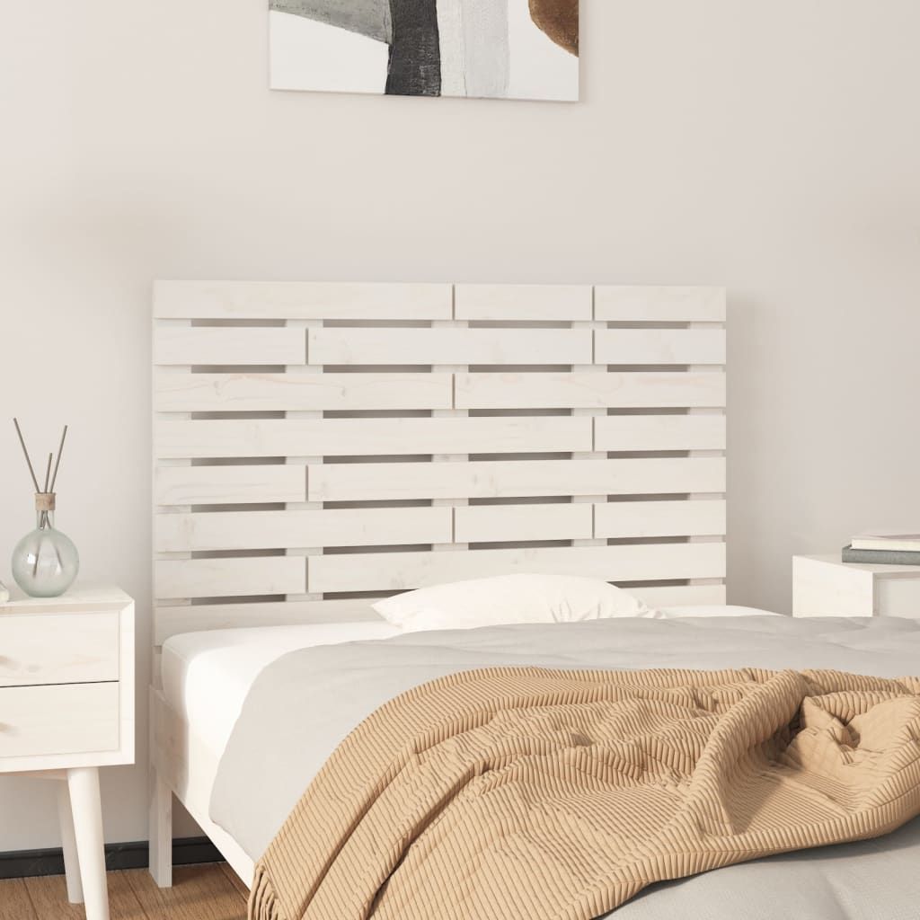 Wall Headboard White 96x3x63 cm Solid Wood Pine