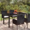 Garden Table with Glass Top Black 150x90x75 cm Poly Rattan