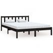 Bed Frame Black Solid Wood Pine 137x187 Double Size