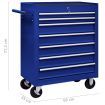 Workshop Tool Trolley with 7 Drawers Blue