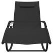 Rocking Sun Lounger Black Steel and Textilene