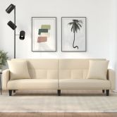 Sofa Bed with Cushions Cream Fabric