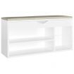 Shoe Bench with Cushion High Gloss White 104x30x49 cm Engineered Wood