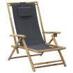 Reclining Relaxing Chair Dark Grey Bamboo and Fabric