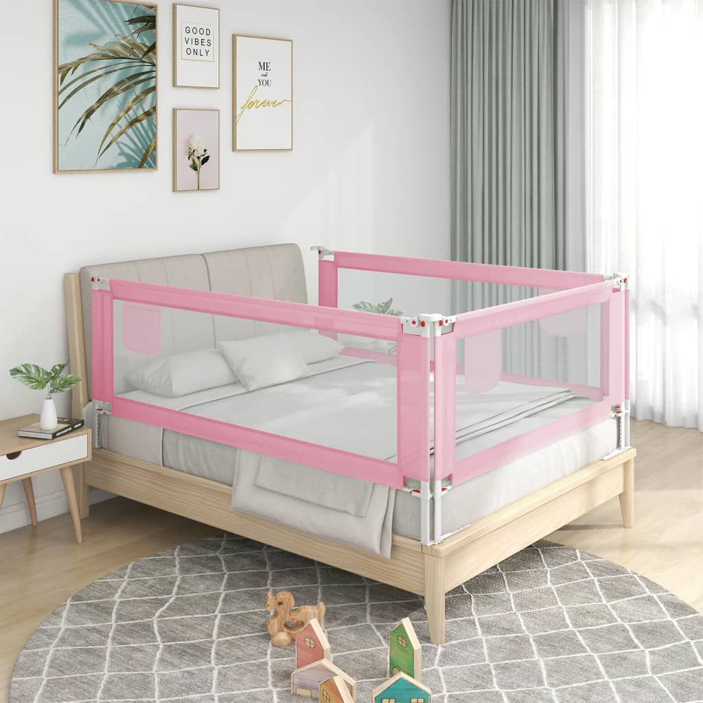 Toddler Safety Bed Rail Pink 200x25 cm Fabric