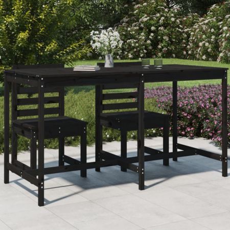 Garden Table Black 203.5x90x110 cm Solid Wood Pine