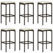 Bar Stools with Cushions 6 pcs Brown Poly Rattan