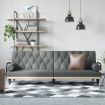 Sofa Bed with Armrests Dark Grey Fabric