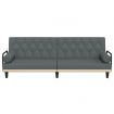 Sofa Bed with Armrests Dark Grey Fabric