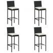 Garden Bar Stools with Cushions 4 pcs Black Poly Rattan