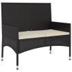 6 Piece Garden Lounge Set with Cushions Black Poly Rattan