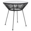 Garden Dining Table Black Ø70x74 cm Rattan and Glass