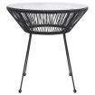 Garden Dining Table Black Ø70x74 cm Rattan and Glass