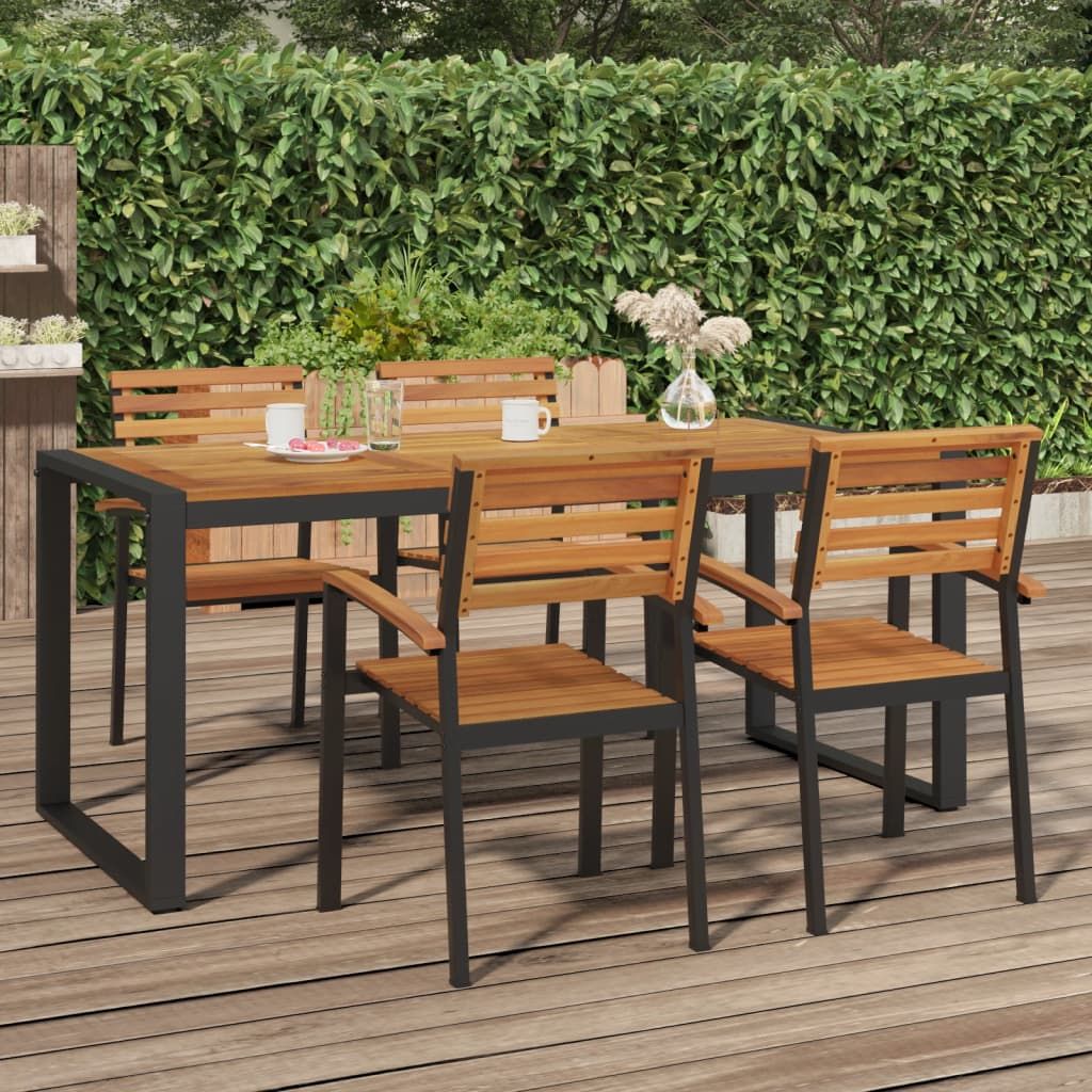 Garden Table with U-shaped Legs 180x90x75 cm Solid Wood Acacia