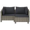 3 Piece Garden Lounge Set with Cushions Grey Poly Rattan