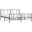 Metal Bed Frame with Headboard and Footboard Black 183x203 cm King Size