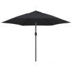 Outdoor Parasol with LED Lights and Steel Pole 300 cm Black
