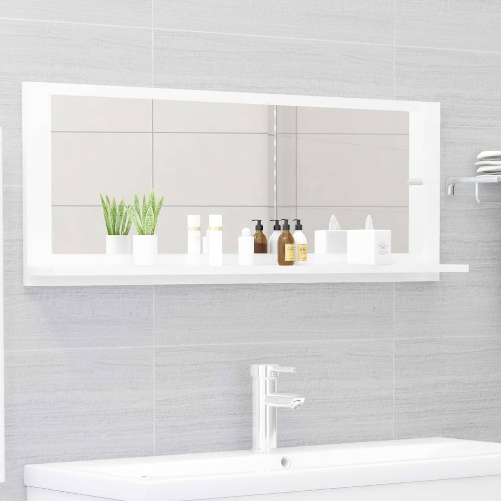 Bathroom Mirror High Gloss White 100x10.5x37 cm Engineered Wood