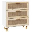 Sideboard White 60x30x70 cm Solid Wood Pine and Natural Rattan