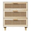 Sideboard White 60x30x70 cm Solid Wood Pine and Natural Rattan