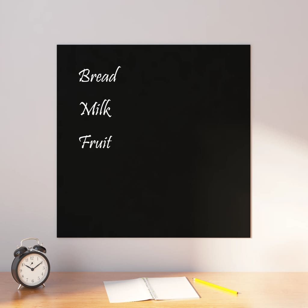 Wall-mounted Magnetic Board Black 60x60 cm Tempered Glass