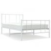 Metal Bed Frame with Headboard and Footboard White 107x203 cm King Single Size