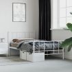 Metal Bed Frame with Headboard and Footboard White 107x203 cm King Single Size