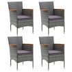 Garden Dining Chairs 4 pcs Poly Rattan Grey