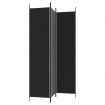 3-Panel Room Divider Black 150x220 cm Fabric