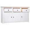 Sideboard White 135x40x80 cm Solid Pinewood Panama Range