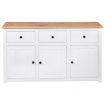 Sideboard White 135x40x80 cm Solid Pinewood Panama Range