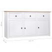 Sideboard White 135x40x80 cm Solid Pinewood Panama Range