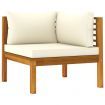 2-Seater Garden Sofa with Cream Cushions Solid Wood Acacia