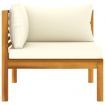 2-Seater Garden Sofa with Cream Cushions Solid Wood Acacia