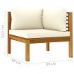 2-Seater Garden Sofa with Cream Cushions Solid Wood Acacia