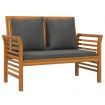 2 Piece Garden Lounge Set with Dark Grey Cushions Solid Wood