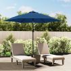 Outdoor Parasol with LED Lights and Steel Pole 300 cm Azure
