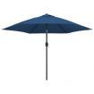 Outdoor Parasol with LED Lights and Steel Pole 300 cm Azure