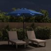 Outdoor Parasol with LED Lights and Steel Pole 300 cm Azure