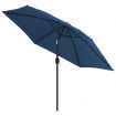 Outdoor Parasol with LED Lights and Steel Pole 300 cm Azure