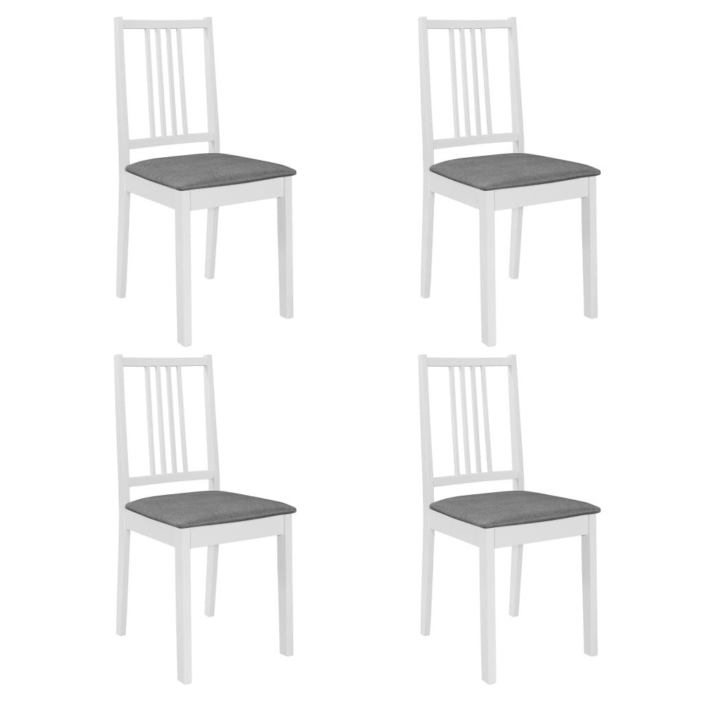 Dining Chairs with Cushions 4 pcs White Solid Wood