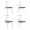 Dining Chairs with Cushions 4 pcs White Solid Wood