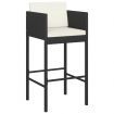 Bar Stools 2 pcs with Cushions Black Poly Rattan