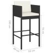 Bar Stools 2 pcs with Cushions Black Poly Rattan