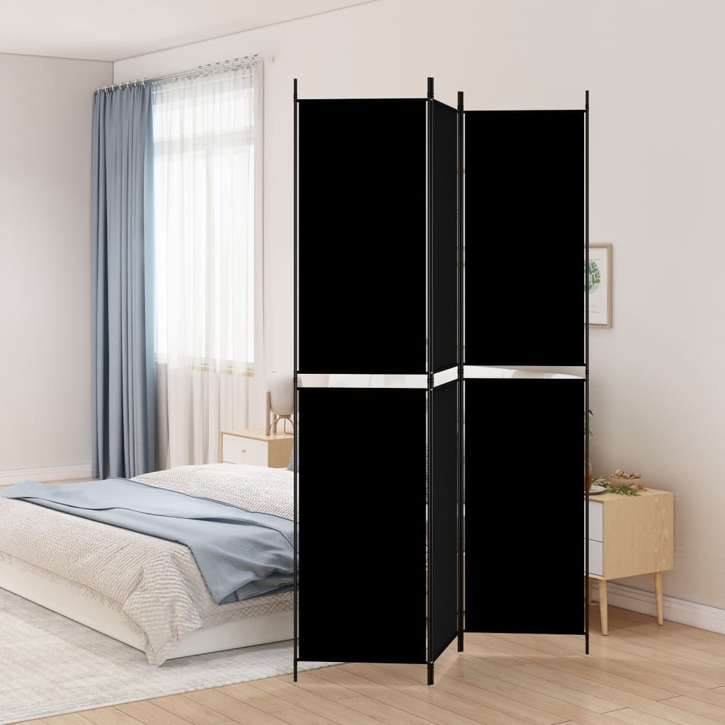 3-Panel Room Divider Black 150x220 cm Fabric